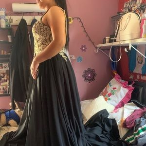 Prom dress: black and gold